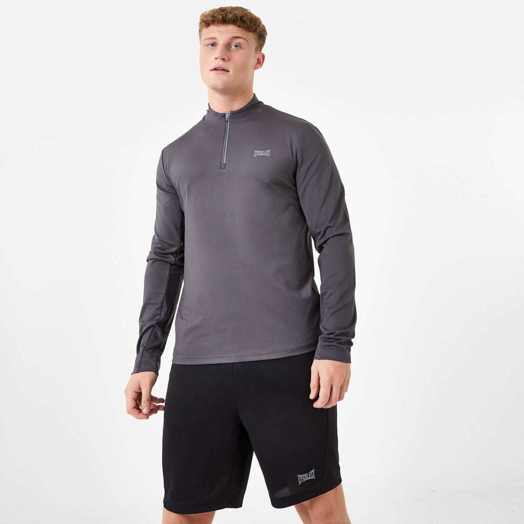 Everlast Men's Half Zip Long Sleeve Shirt Grey