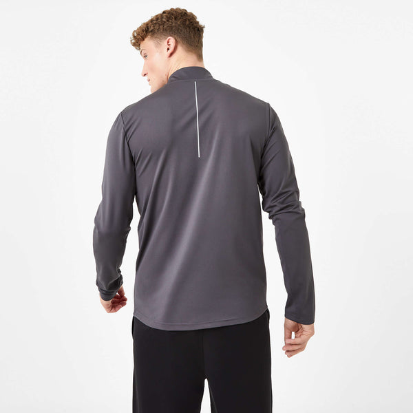 Everlast Men's Half Zip Long Sleeve Shirt Grey